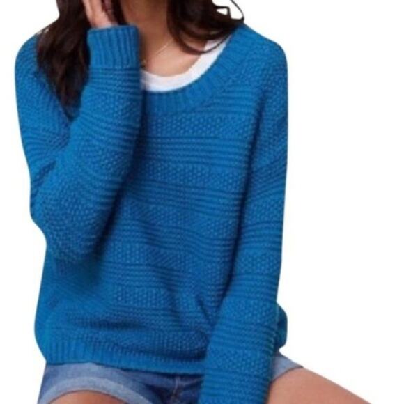 LOFT Blue Stitch Stripe Sweater - Picture 4 of 7